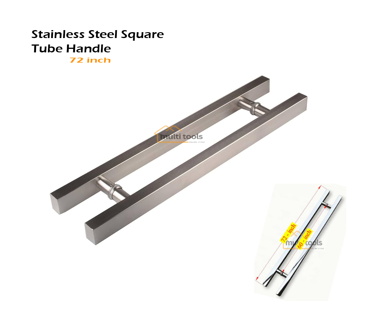 72 Inch Stainless Steel Square Tube Handle